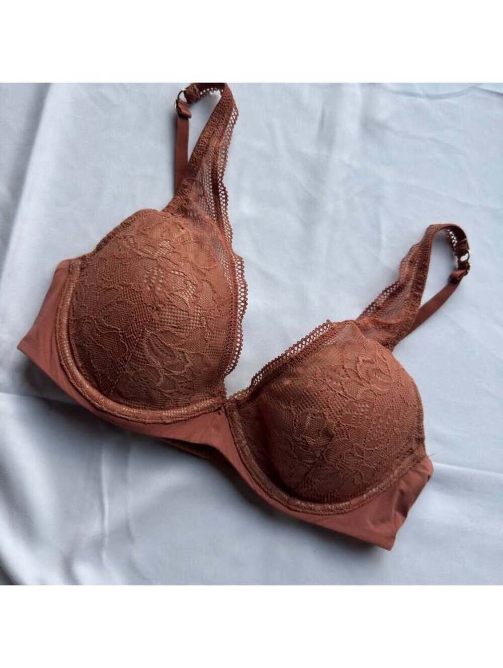Third Love Graphic Lace Plunge Bra - Pumpkin Spice - 34B 1/2